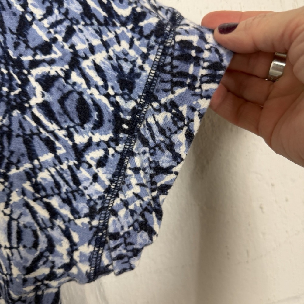Sunday Womens Top Size 1X French Terry Blue Relaxed Fit Casual Boho Maximalist - Picture 5 of 14